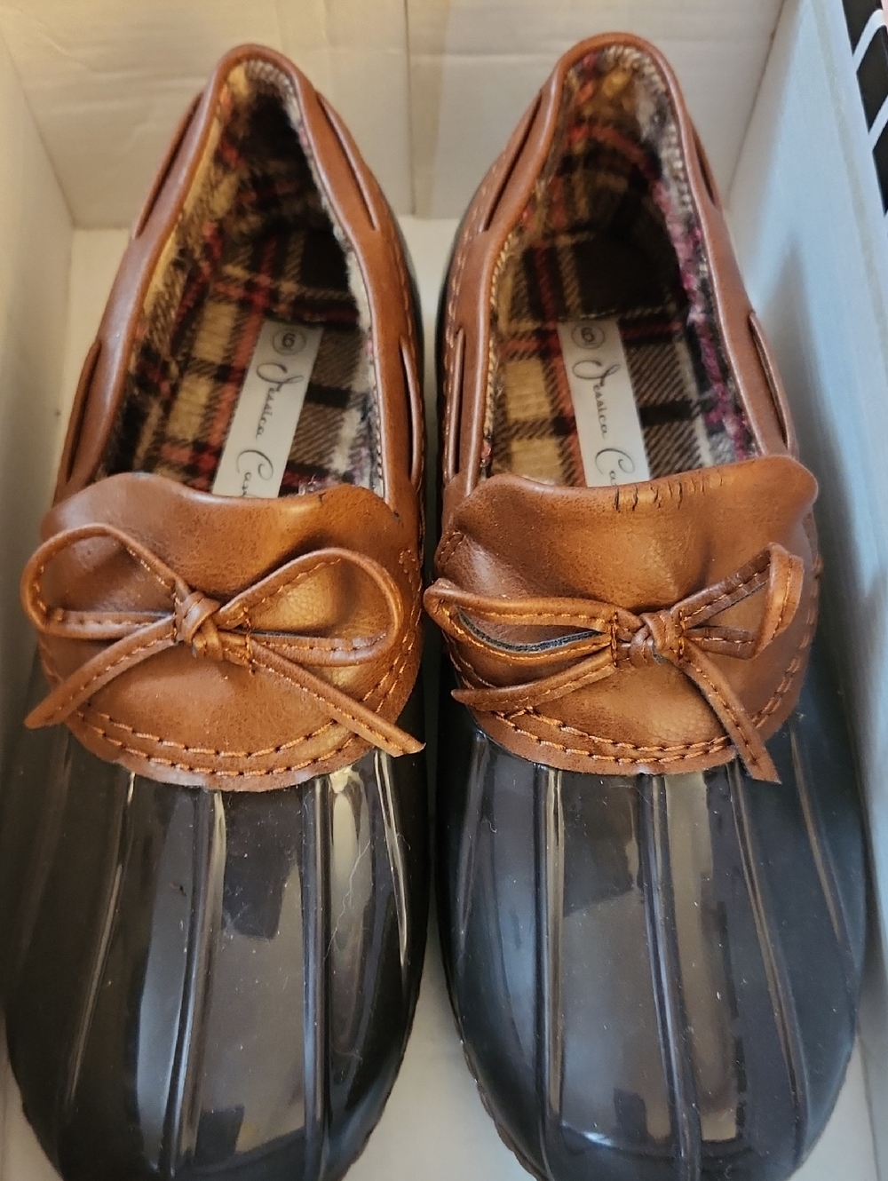 Classic Two-Tone Brown Duck Rain Loafers by Unbranded